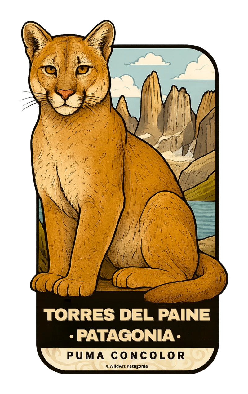 Ilustración de un puma patagónico